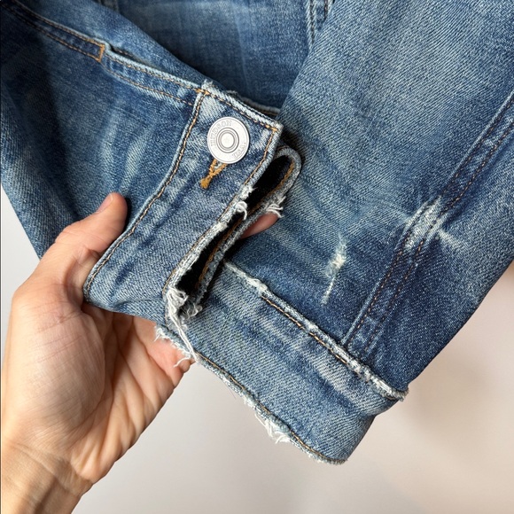 Hudson Distressed the classic rose embroidered denim Jean Jacket size XS - Picture 11 of 12